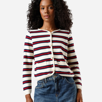Casaco feminino de tricot listrado off white