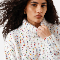 Suéter feminino de tricot gola alta texturizado off white