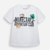 Camiseta infantil de algodão minecraft off white