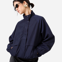Jaqueta feminina gola funnel neck azul