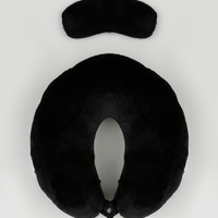 Apoio de pescoço com máscara de dormir preto