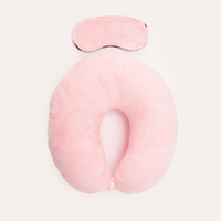 Apoio de pescoço com máscara de dormir rosa