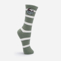 Meia cano alto listrada snoopy verde