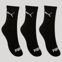 Kit de 3 Pares de Meias Masculinas Cano médio Puma - preto