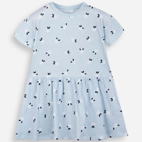 Vestido infantil de algodão manga curta floral colorido