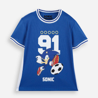 Camiseta esportiva infantil manga curta sonic azul