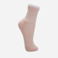 Meia cano alto antiderrapante bicolor rosa
