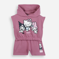 Conjunto infantil curto hello kitty com capuz rosa