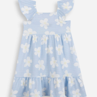 Vestido infantil com algodão texturizado floral colorido
