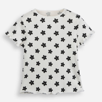 Blusa infantil canelada floral off white