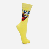 Meia cano alto bob esponja amarela