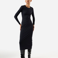Vestido midi feminino de poliamida manga longa preto