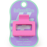 Piranha para cabelo quadrada média rosa