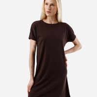 Vestido curto feminino com viscose canelado marrom