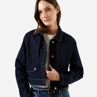 Jaqueta cropped feminina jeans azul