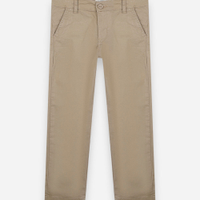 Calça slim chino infantil de sarja bege