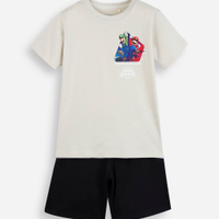 Conjunto curto infantil de algodão mario bros bege