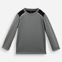 Camiseta infantil manga longa esportiva com refletivo cinza