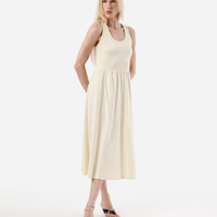 Vestido midi feminino de algodão amarelo