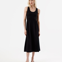 Vestido midi feminino de algodão preto