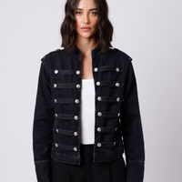 Jaqueta militar feminina jeans mindset preta
