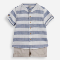 Conjunto curto infantil listrado azul