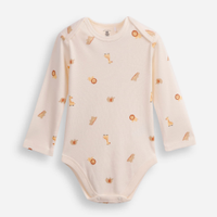 Body infantil de algodão manga longa bichinhos off white