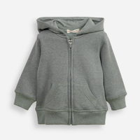 Blusão infantil de moletom com capuz e bolso verde
