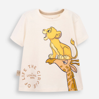Camiseta infantil de algodão manga curta simba bege