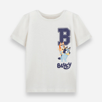 Camiseta infantil de algodão bluey off white