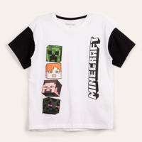 Camiseta infantil de algodão minecraft off white