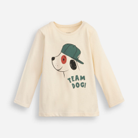 Camiseta de algodão infantil cachorro bege