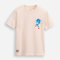 Camiseta de algodão infantil sonic bege