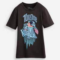 Camiseta de algodão infantil manga curta stitch cinza