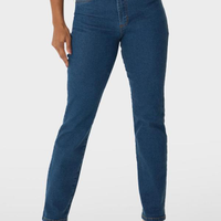 Calça jeans reta cintura alta azul
