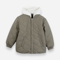 Jaqueta puffer infantil com capuz verde