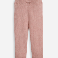 Calça legging infantil de tricot canelada rosa