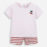 Conjunto infantil de algodão cereja rosa