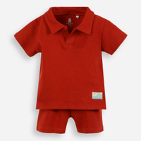 Conjunto infantil polo de algodão - vermelho