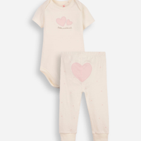 Conjunto baby body e calça infantil algodão fun bege