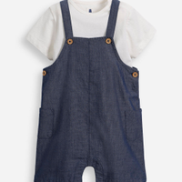 Jardineira infantil de algodão azul