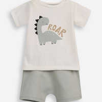 Conjunto curto infantil dinossauro verde