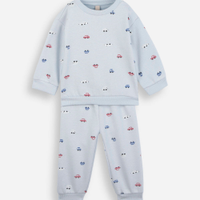 Conjunto infantil de moletom mini carrinhos azul