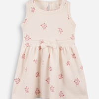 Vestido infantil texturizado floral off white