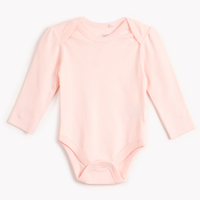 Body de algodão infantil manga longa rosa claro