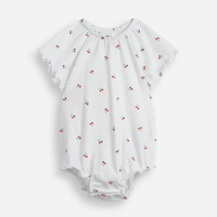 Body infantil de algodão cerejas texturizado off white