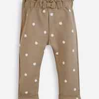 Calça clochard infantil de algodão floral bege