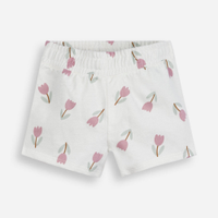 Short curto infantil de moletinho floral off white