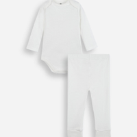 Conjunto infantil body e calça de algodão off white