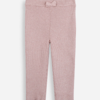 Calça infantil de tricot canelada rosa